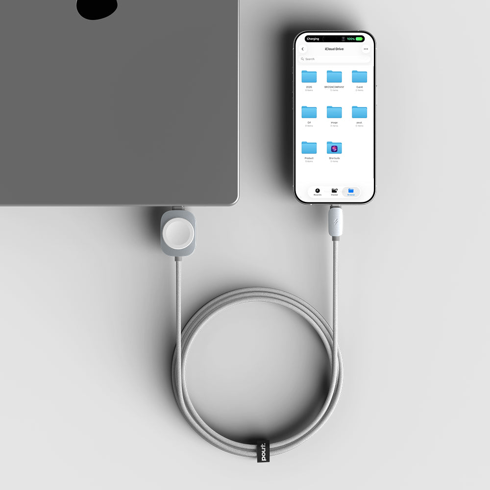 ElectroBoost Duo – 3i-1 100W USB-C to USB-C Cable with Magnetic Charger for Apple Watch & AirPods
