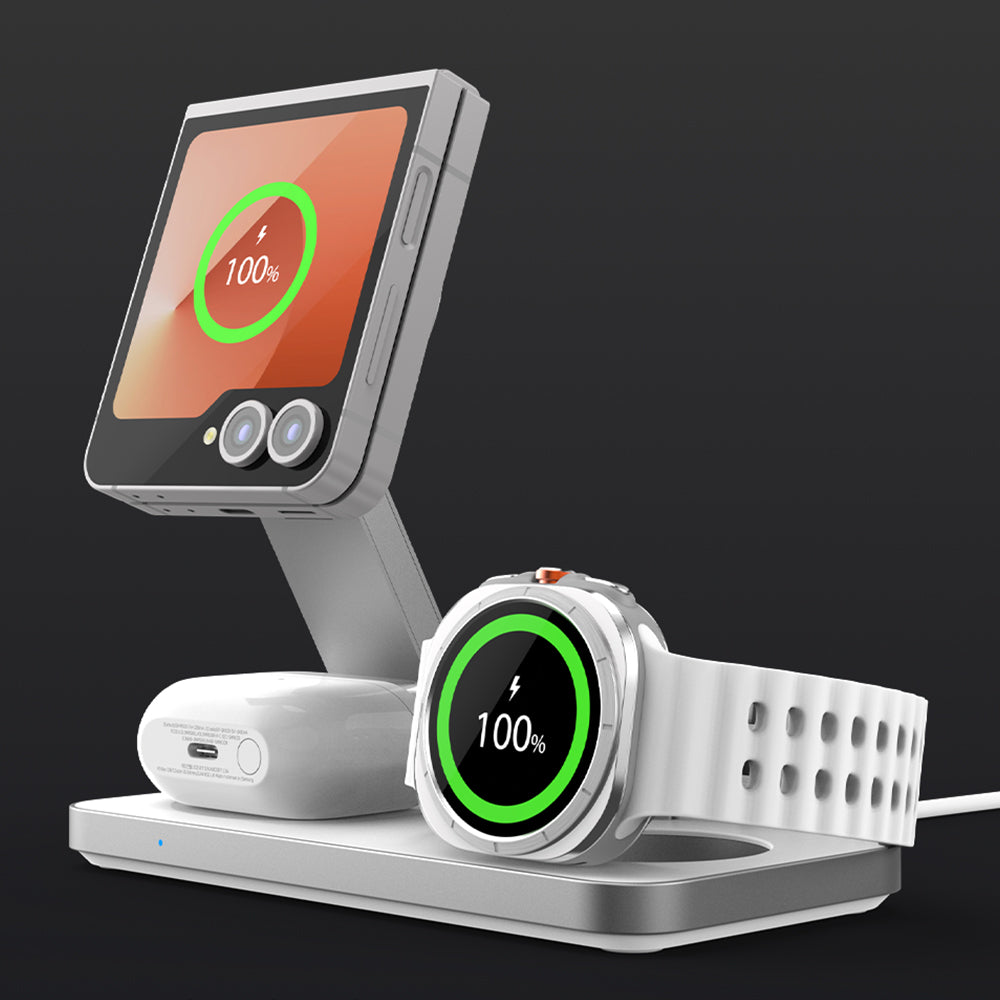 Charge your Galaxy Smartphones, Galaxy Watch, and Galaxy Buds at the same time with one sleek and compact device. This charging station is designed to accommodate all your essential Apple devices, reducing the need for multiple chargers and keeping your workspace or nightstand clutter-free.