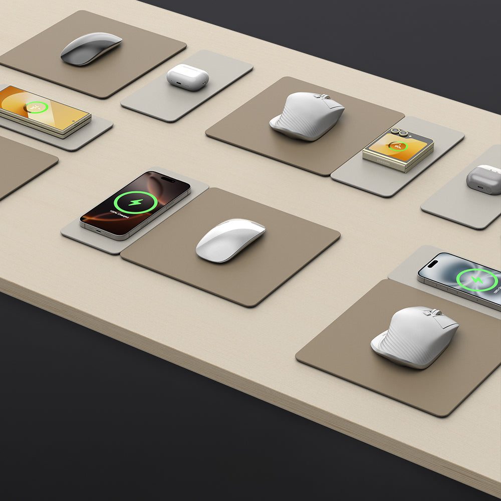 Designed for both left- and right-handed users, the layout allows you to freely arrange the charging pad and mouse pad for maximum comfort and convenience. 