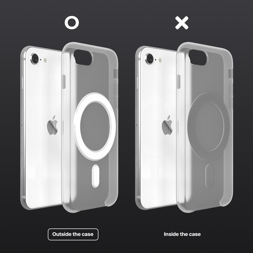 Check!
If attaching the ring sticker to a phone case,
make sure the adhesive side faces the phone and attach it to the outside of the case.