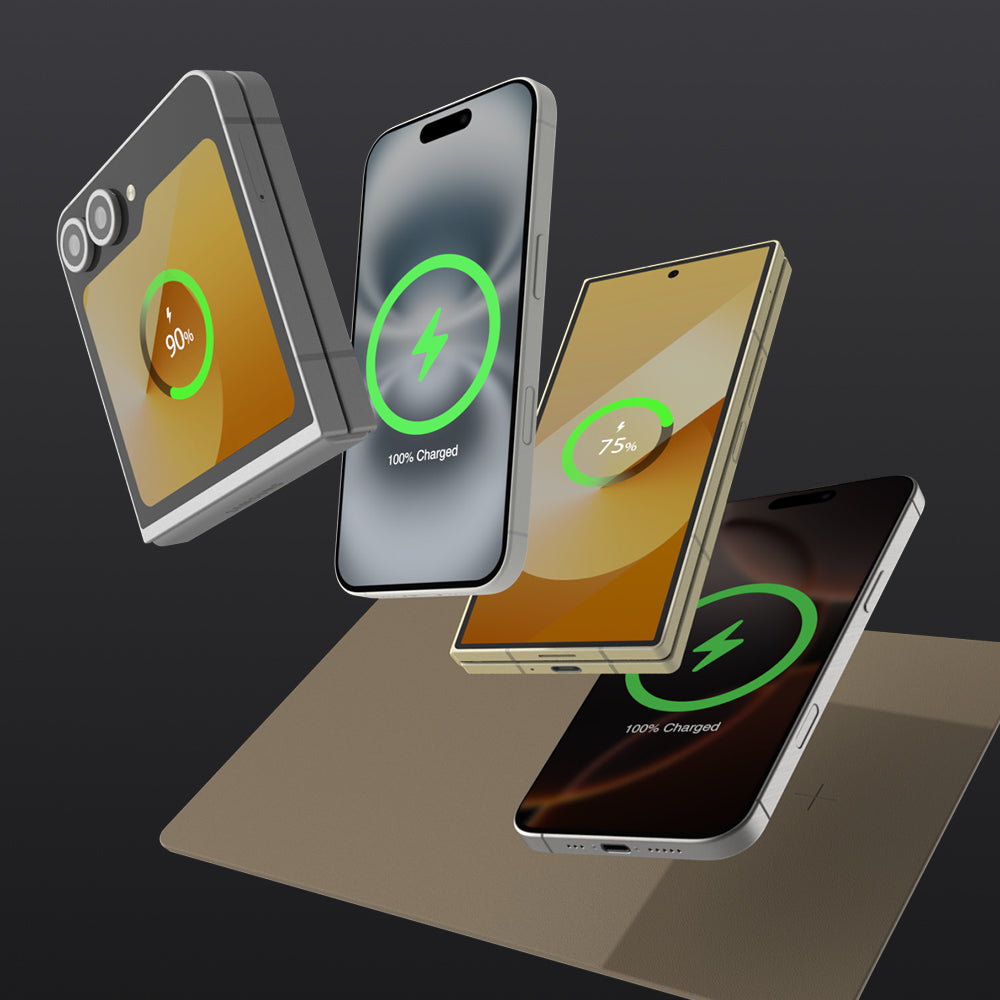 Equipped with an advanced charging control chip, ensuring efficient power delivery while maintaining a low temperature. Compatible with all Qi-enabled devices, including iPhone, Samsung Galaxy, and other Qi-supported smartphones and accessories. 