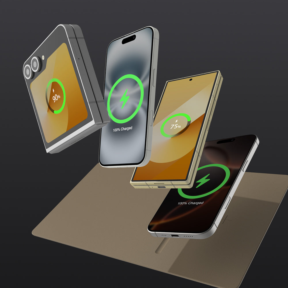 Equipped with an advanced charging control chip, ensuring efficient power delivery while maintaining a low temperature. Compatible with all Qi-enabled devices, including iPhone, Samsung Galaxy, and other Qi-supported smartphones and accessories. 