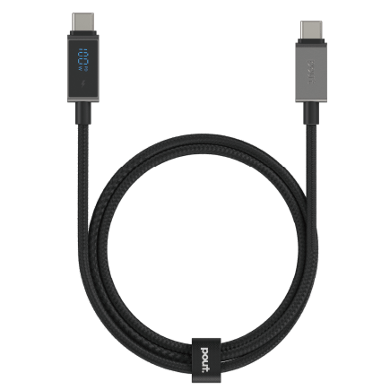 Model: POUT-04804
Connector Type: USB-C to USB-C 
Supported Functions: Charging + Data Transfer  
Charging: PD3.0 / 100W 
Data Transfer: USB2.0 / 480Mbps  
Length: 1.20m(4ft) Weight: 39.2g 
Material: TPE, Nylon 